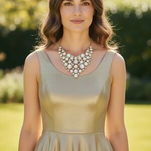 Amrita Singh Goldtone Clear Stone Bib Necklace